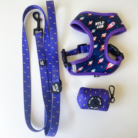 WYLD CUB pocket rocket reversible dog harness, leash, poop bag holder set - Picture 1 of 6
